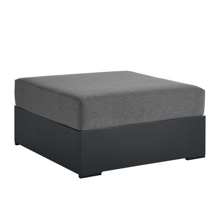 Tahoe Outdoor Patio Powder-Coated Aluminum Ottoman in Gray Charcoal