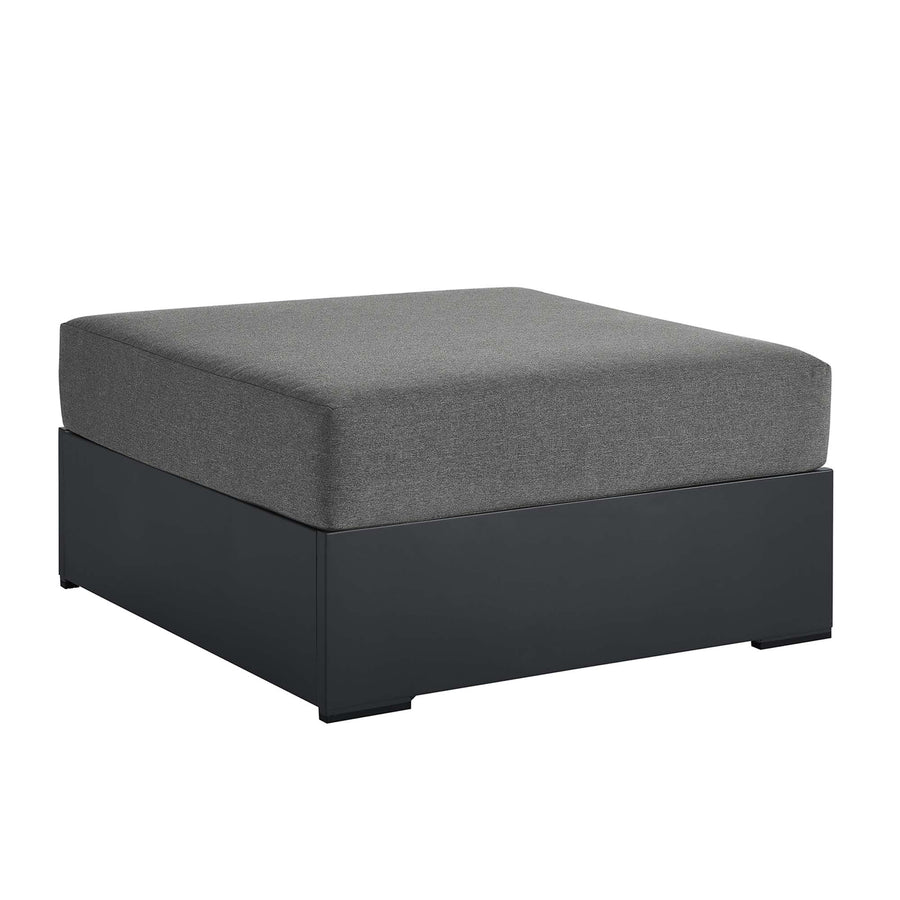 Aspen Outdoor Patio Powder-Coated Aluminum Ottoman in Gray Charcoal