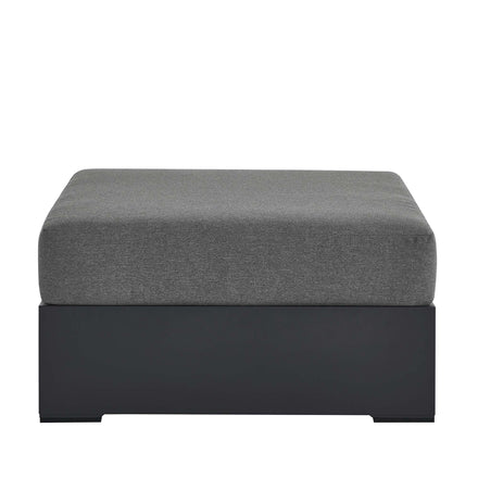 Tahoe Outdoor Patio Powder-Coated Aluminum Ottoman in Gray Charcoal