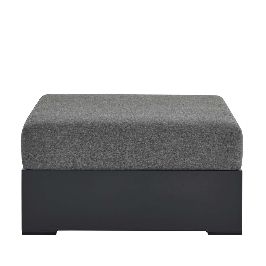 Aspen Outdoor Patio Powder-Coated Aluminum Ottoman in Gray Charcoal