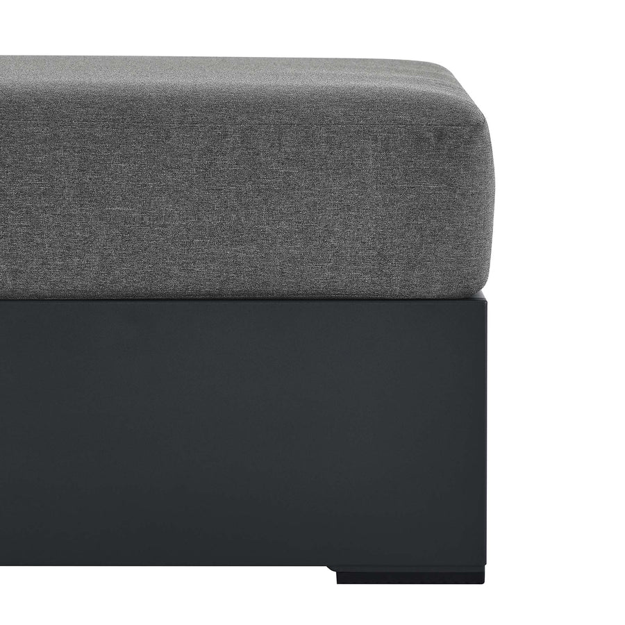 Aspen Outdoor Patio Powder-Coated Aluminum Ottoman in Gray Charcoal