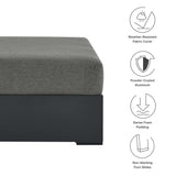 Aspen Outdoor Patio Powder-Coated Aluminum Ottoman in Gray Charcoal