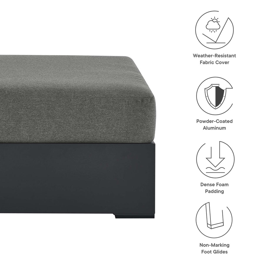 Aspen Outdoor Patio Powder-Coated Aluminum Ottoman in Gray Charcoal