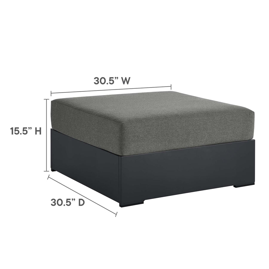Aspen Outdoor Patio Powder-Coated Aluminum Ottoman in Gray Charcoal