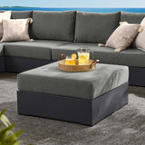 Aspen Outdoor Patio Powder-Coated Aluminum Ottoman in Gray Charcoal