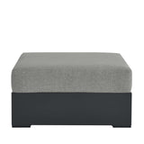 Aspen Outdoor Patio Powder-Coated Aluminum Ottoman in Gray Gray