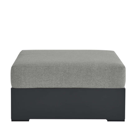 Tahoe Outdoor Patio Powder-Coated Aluminum Ottoman in Gray Gray