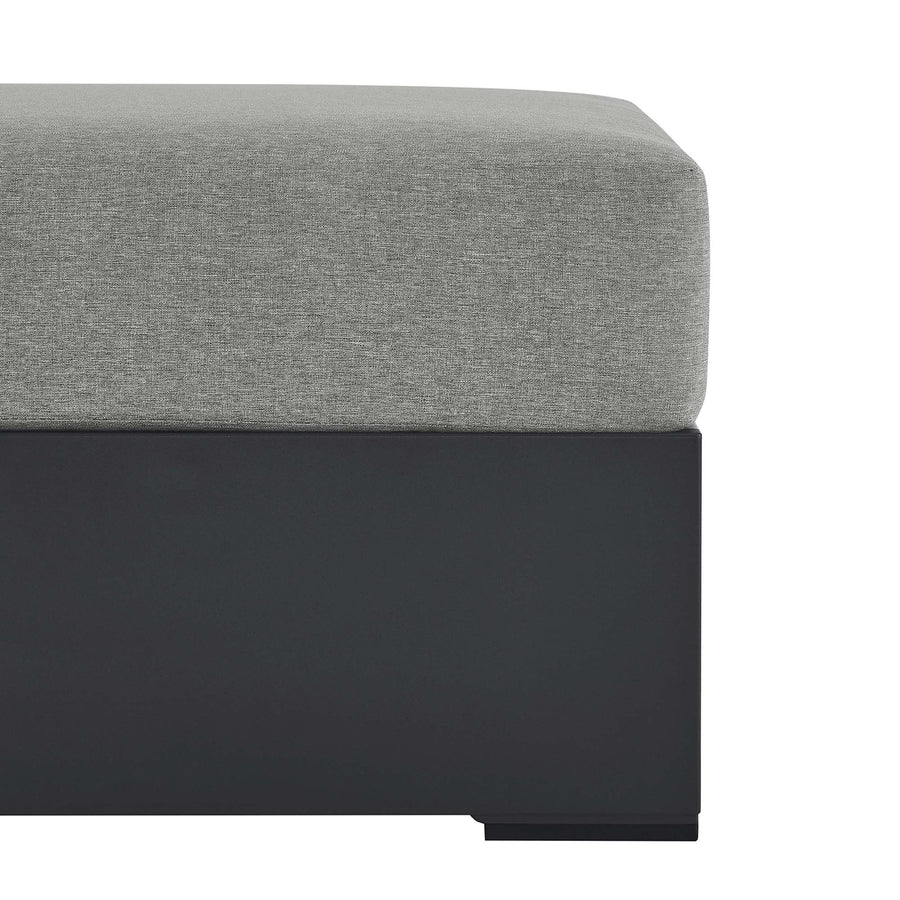 Aspen Outdoor Patio Powder-Coated Aluminum Ottoman in Gray Gray