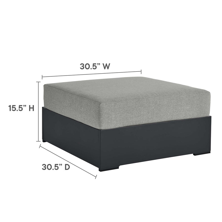 Aspen Outdoor Patio Powder-Coated Aluminum Ottoman in Gray Gray