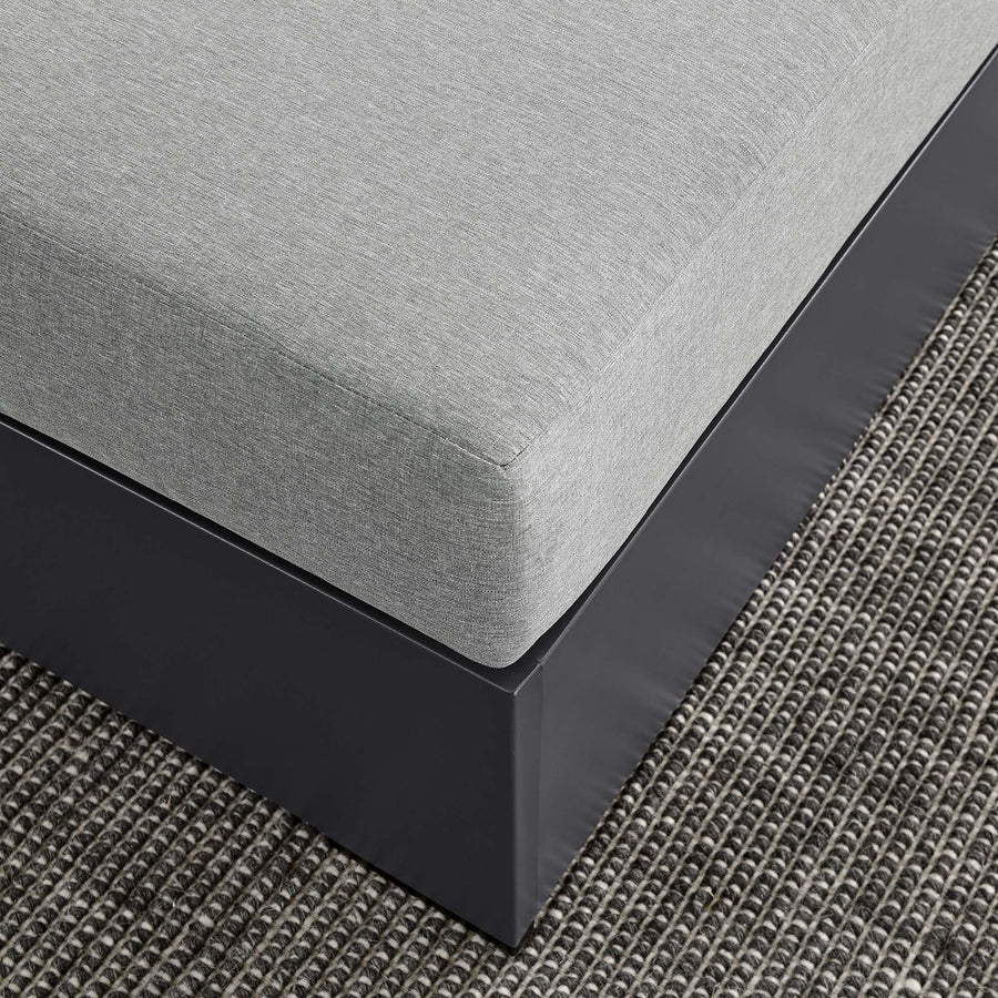 Aspen Outdoor Patio Powder-Coated Aluminum Ottoman in Gray Gray