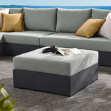 Aspen Outdoor Patio Powder-Coated Aluminum Ottoman in Gray Gray