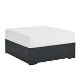 Aspen Outdoor Patio Powder-Coated Aluminum Ottoman in Gray White