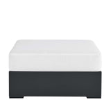 Aspen Outdoor Patio Powder-Coated Aluminum Ottoman in Gray White