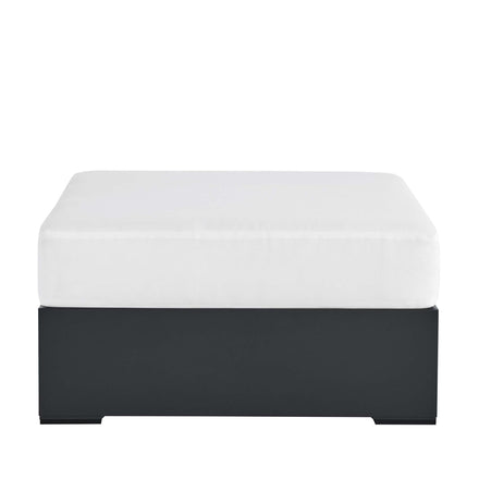 Tahoe Outdoor Patio Powder-Coated Aluminum Ottoman in Gray White