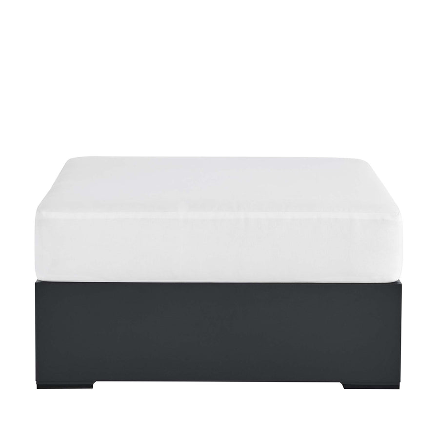 Aspen Outdoor Patio Powder-Coated Aluminum Ottoman in Gray White