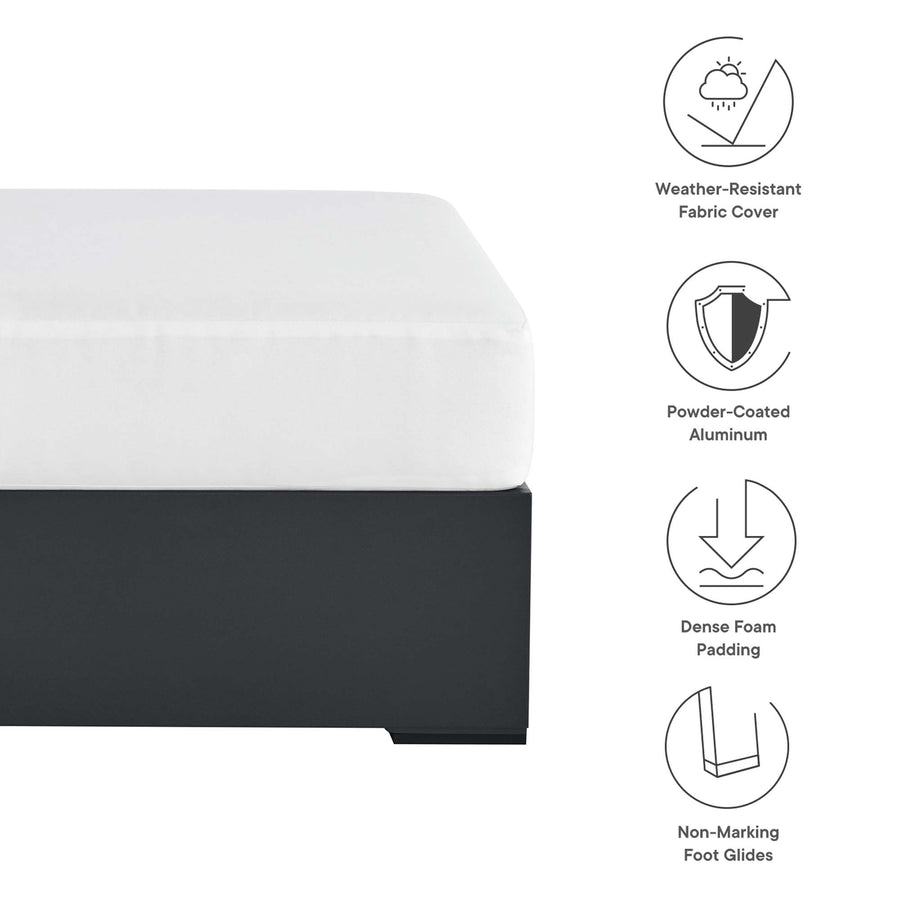 Aspen Outdoor Patio Powder-Coated Aluminum Ottoman in Gray White