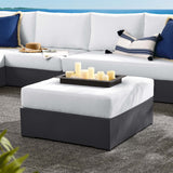 Aspen Outdoor Patio Powder-Coated Aluminum Ottoman in Gray White
