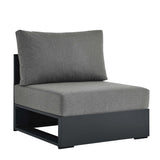 Aspen Outdoor Patio Powder-Coated Aluminum Modular Armless Chair in Gray Charcoal