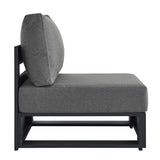 Aspen Outdoor Patio Powder-Coated Aluminum Modular Armless Chair in Gray Charcoal