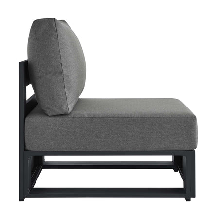 Tahoe Outdoor Patio Powder-Coated Aluminum Modular Armless Chair in Gray Charcoal