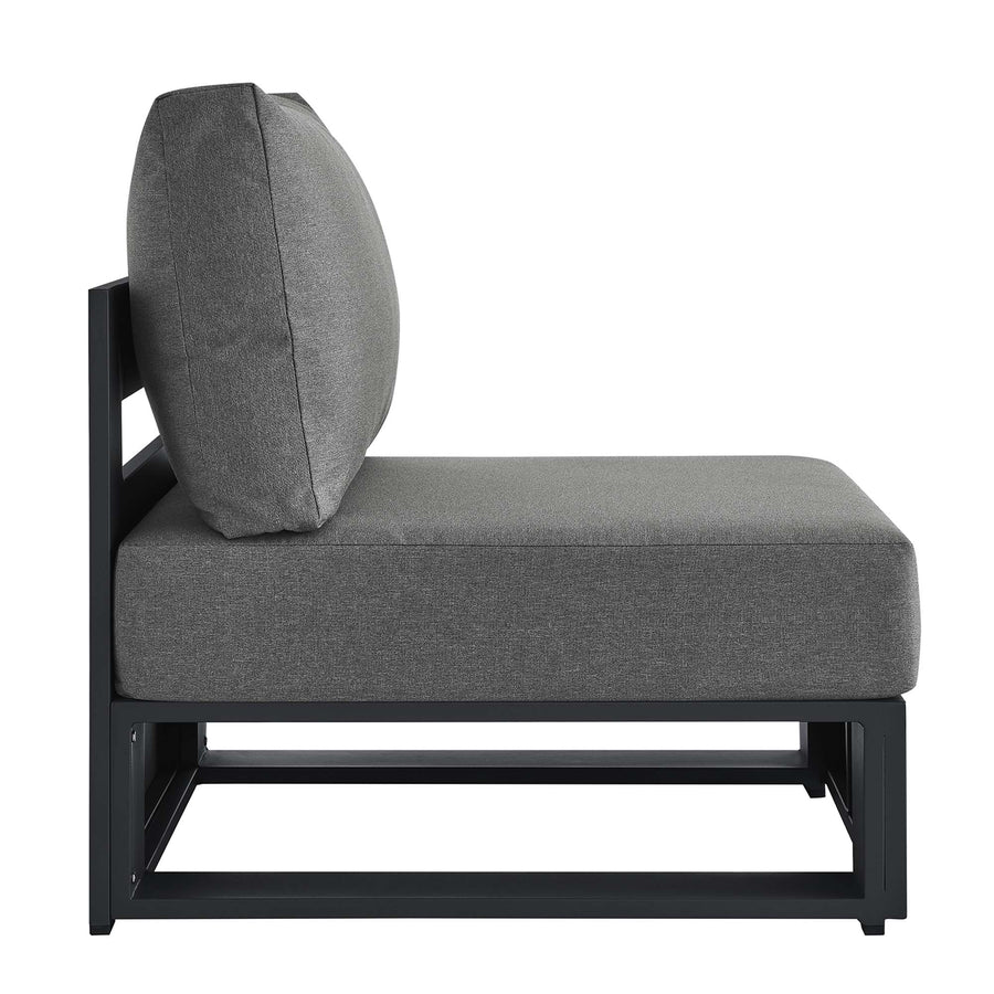 Aspen Outdoor Patio Powder-Coated Aluminum Modular Armless Chair in Gray Charcoal