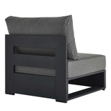 Aspen Outdoor Patio Powder-Coated Aluminum Modular Armless Chair in Gray Charcoal