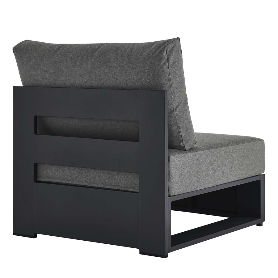 Aspen Outdoor Patio Powder-Coated Aluminum Modular Armless Chair in Gray Charcoal