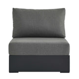 Aspen Outdoor Patio Powder-Coated Aluminum Modular Armless Chair in Gray Charcoal
