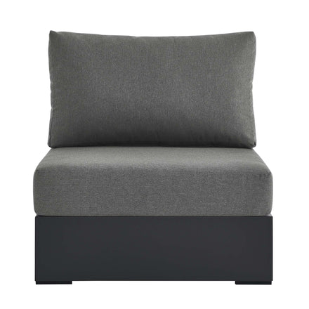 Tahoe Outdoor Patio Powder-Coated Aluminum Modular Armless Chair in Gray Charcoal