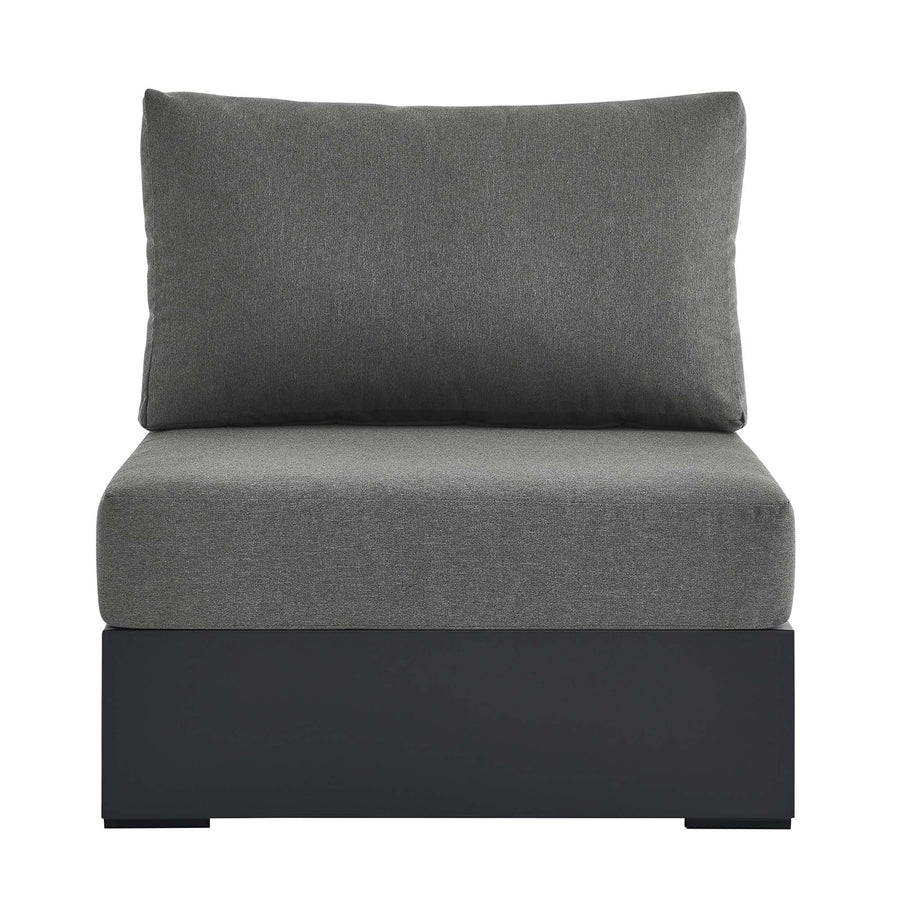 Aspen Outdoor Patio Powder-Coated Aluminum Modular Armless Chair in Gray Charcoal