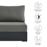 Aspen Outdoor Patio Powder-Coated Aluminum Modular Armless Chair in Gray Charcoal