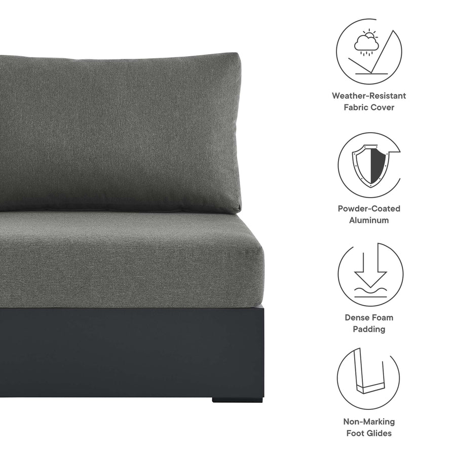 Aspen Outdoor Patio Powder-Coated Aluminum Modular Armless Chair in Gray Charcoal