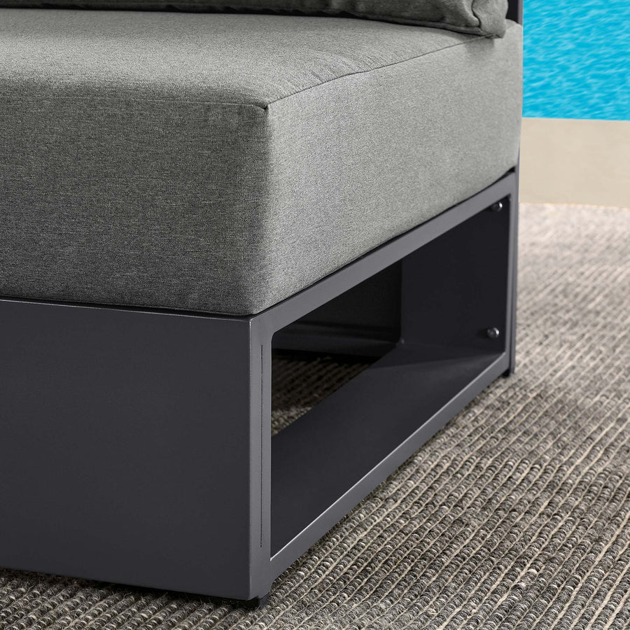 Aspen Outdoor Patio Powder-Coated Aluminum Modular Armless Chair in Gray Charcoal