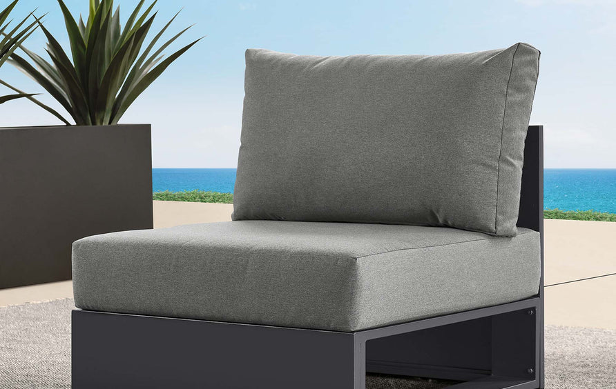 Aspen Outdoor Patio Powder-Coated Aluminum Modular Armless Chair in Gray Charcoal