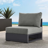 Aspen Outdoor Patio Powder-Coated Aluminum Modular Armless Chair in Gray Charcoal