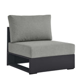 Aspen Outdoor Patio Powder-Coated Aluminum Modular Armless Chair in Gray Gray