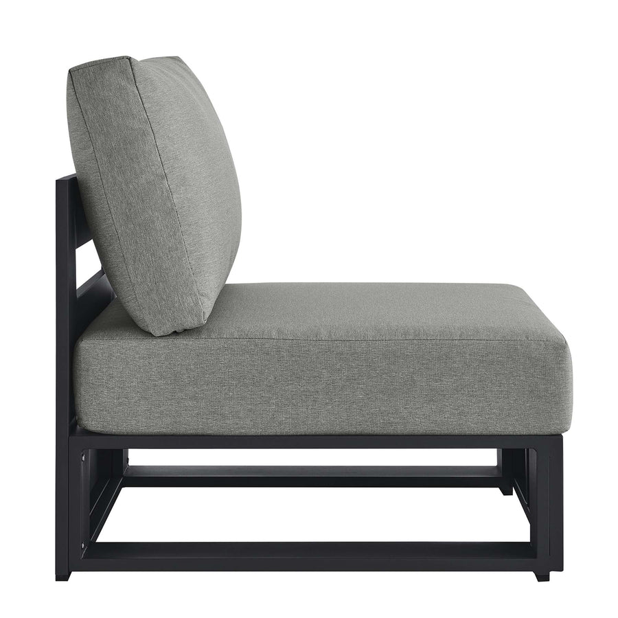 Aspen Outdoor Patio Powder-Coated Aluminum Modular Armless Chair in Gray Gray