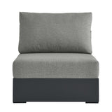Aspen Outdoor Patio Powder-Coated Aluminum Modular Armless Chair in Gray Gray