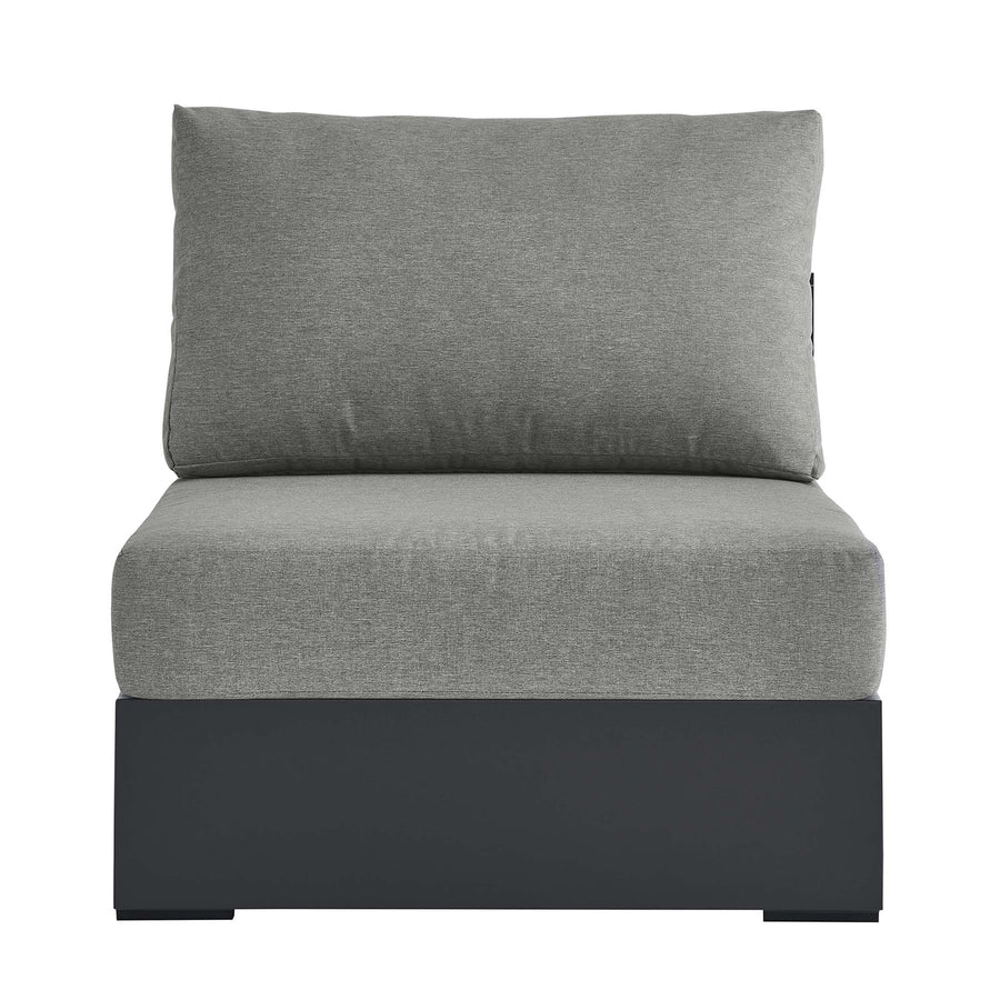 Aspen Outdoor Patio Powder-Coated Aluminum Modular Armless Chair in Gray Gray