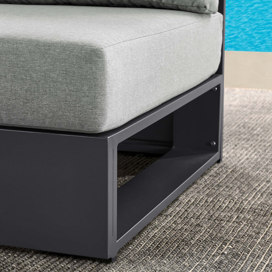 Aspen Outdoor Patio Powder-Coated Aluminum Modular Armless Chair in Gray Gray
