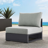Aspen Outdoor Patio Powder-Coated Aluminum Modular Armless Chair in Gray Gray
