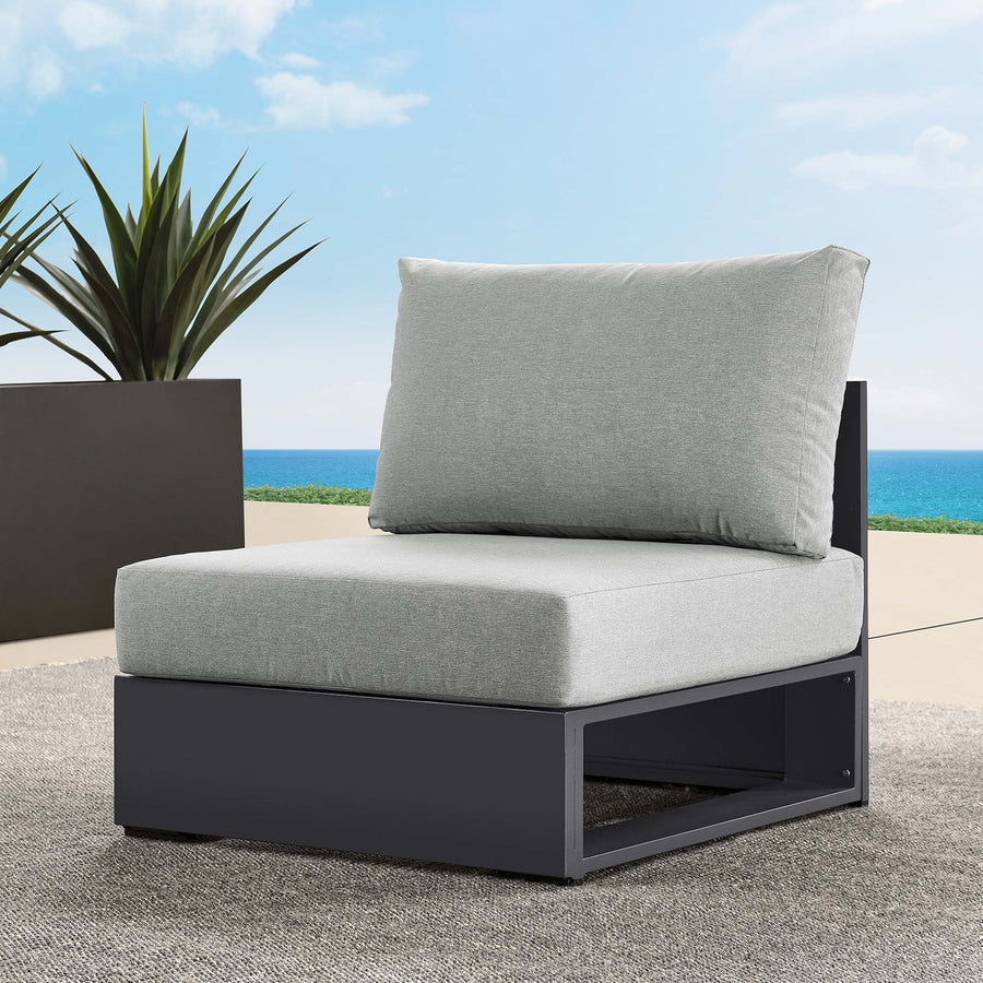 Aspen Outdoor Patio Powder-Coated Aluminum Modular Armless Chair in Gray Gray