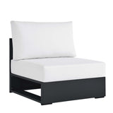 Aspen Outdoor Patio Powder-Coated Aluminum Modular Armless Chair in Gray White