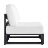 Aspen Outdoor Patio Powder-Coated Aluminum Modular Armless Chair in Gray White