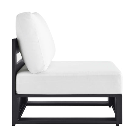 Tahoe Outdoor Patio Powder-Coated Aluminum Modular Armless Chair in Gray White