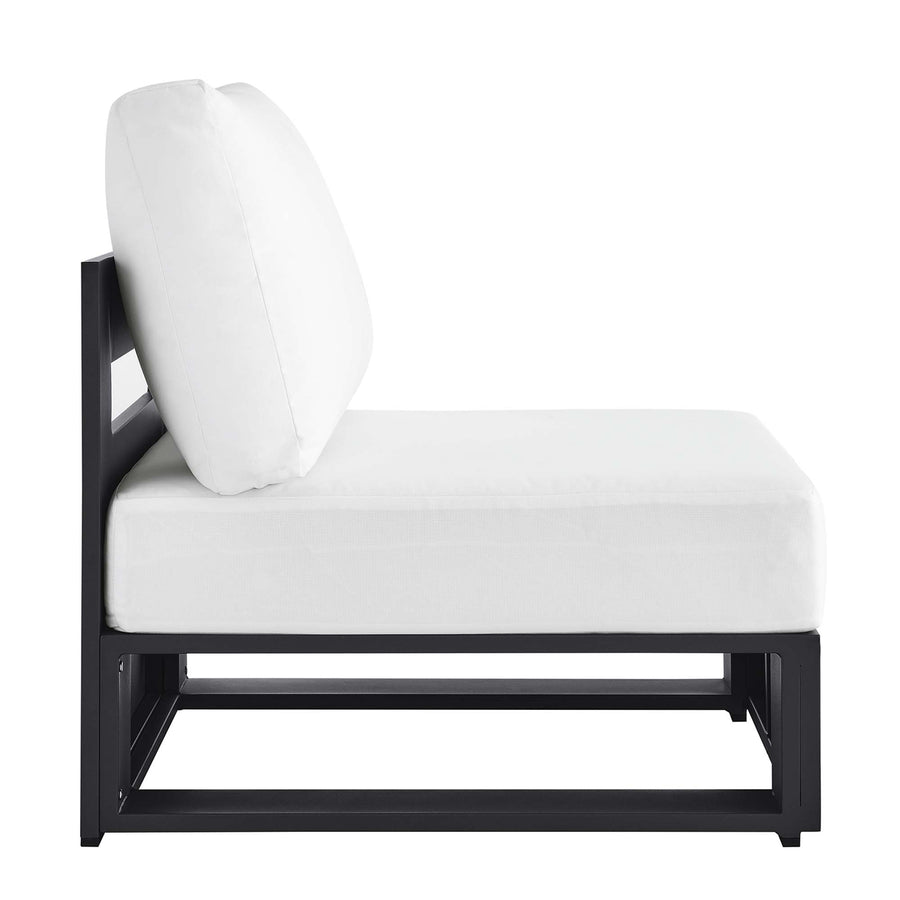 Aspen Outdoor Patio Powder-Coated Aluminum Modular Armless Chair in Gray White