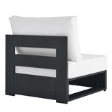 Aspen Outdoor Patio Powder-Coated Aluminum Modular Armless Chair in Gray White