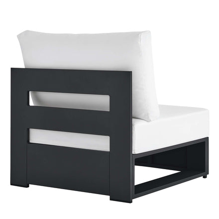 Tahoe Outdoor Patio Powder-Coated Aluminum Modular Armless Chair in Gray White