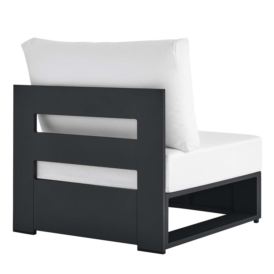 Aspen Outdoor Patio Powder-Coated Aluminum Modular Armless Chair in Gray White
