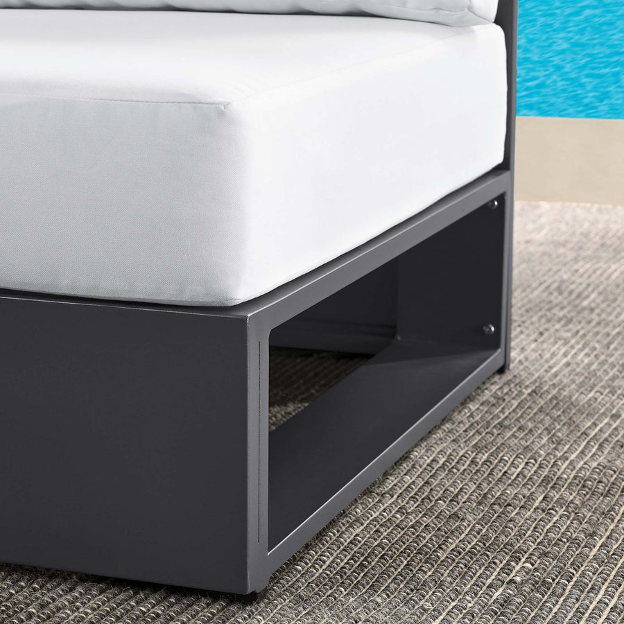 Aspen Outdoor Patio Powder-Coated Aluminum Modular Armless Chair in Gray White